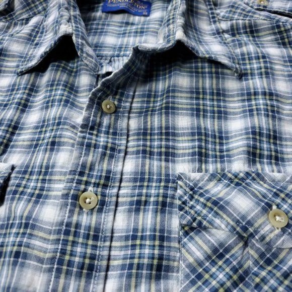 Pendleton Cotton Deck Plaid Button Shirt Multicolor Mens M Medium Long Sleeve - Picture 6 of 7